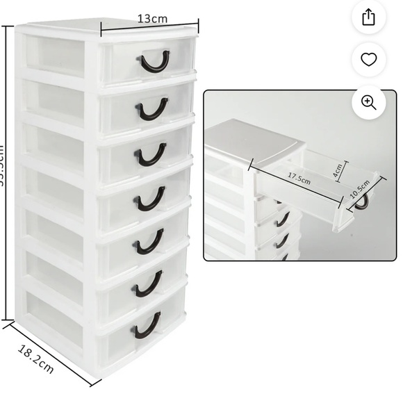 NEW Small Plastic 7 Drawer Desktop Storage System - Picture 3 of 4